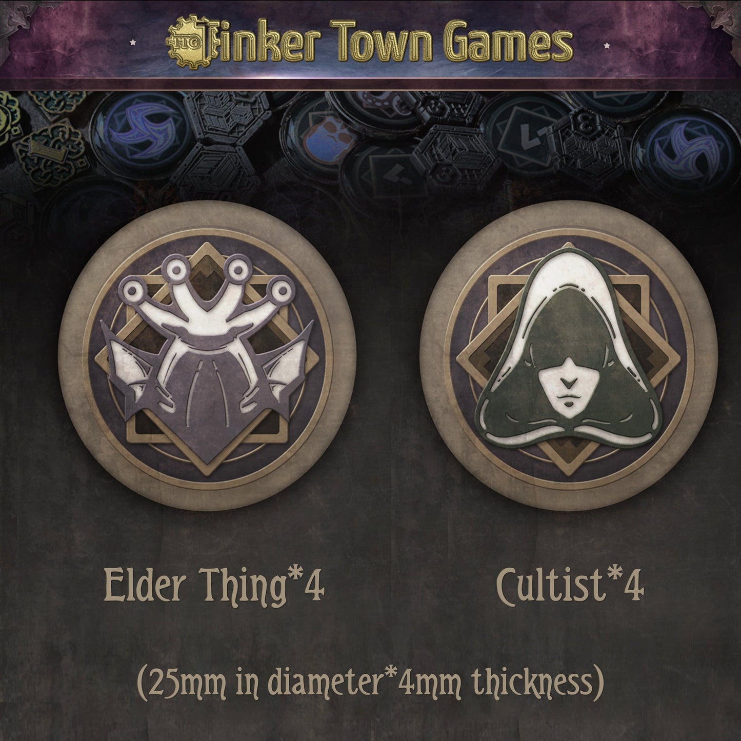 44 Chaos Token Full Core Set for Arkham Horror LCG (25mm in diameter)