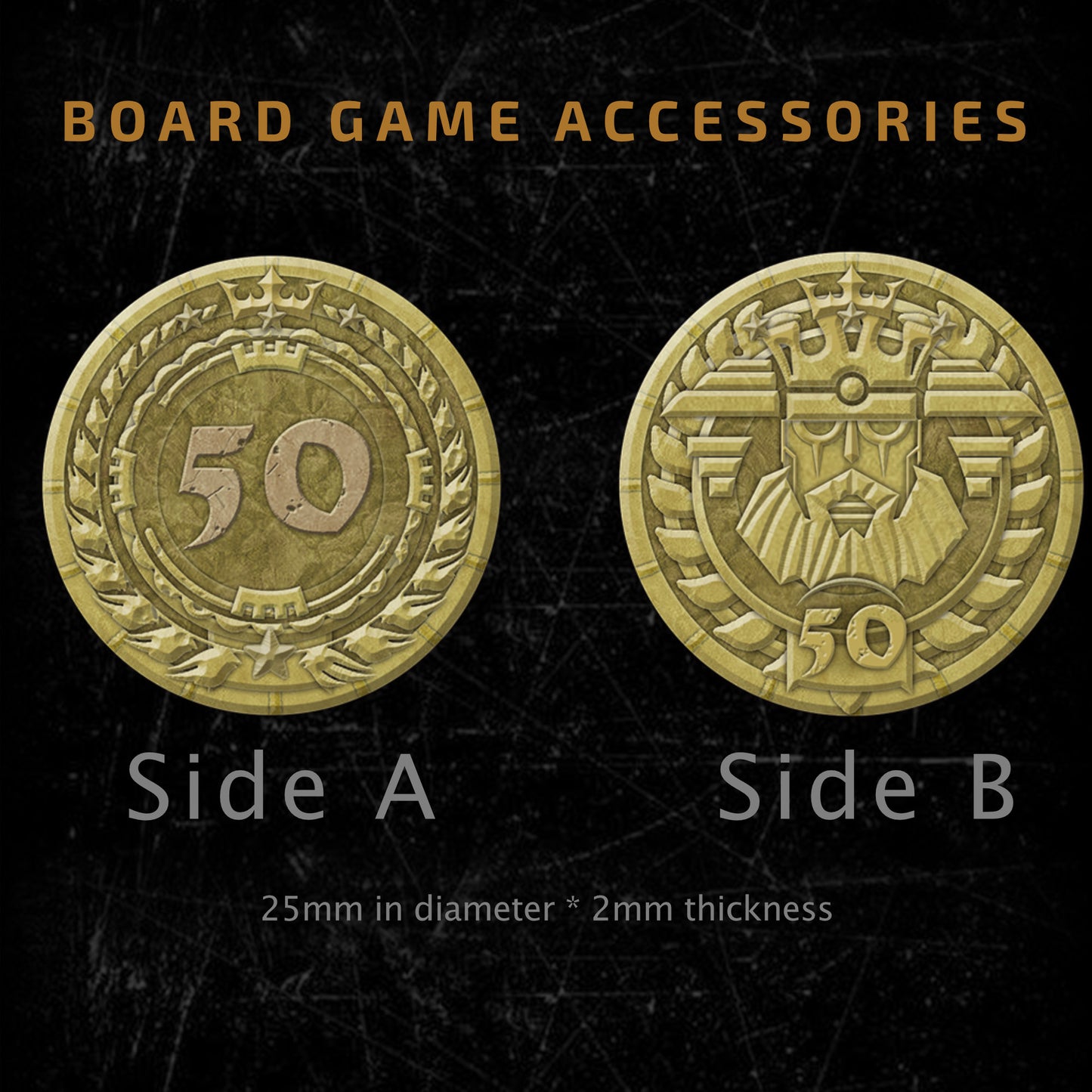 Generic Metal Coins Board Game Money - 1s, 3s, 5s, 10s, 50s