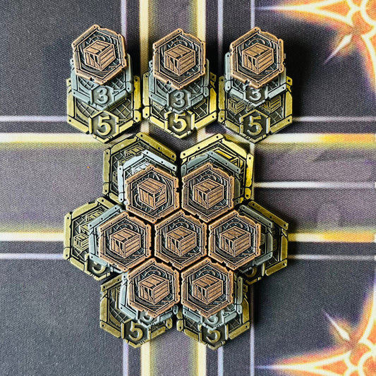 Resource Tokens Metal Upgrade for Arkham Horror LCG (double-sided, metal, 15,18,22mm in diameter)