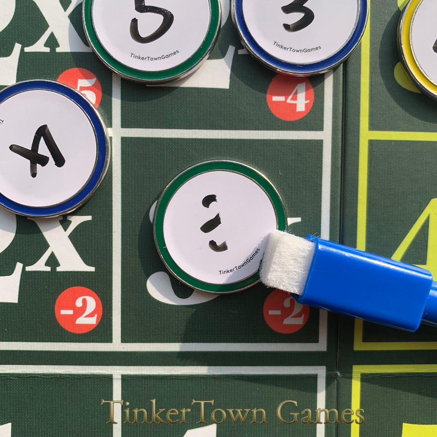 Metal Dry Erase Tokens, Ability Counters - for Board Games, RPGs, TCGs, MTG, Storage Box Included, 5 Free Markers For Set Over 30 Tokens