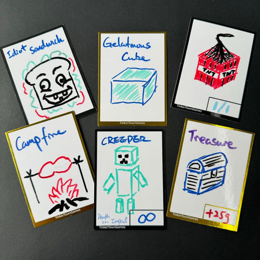 30x Dry Erase Token Cards, Black and Golden Frame Board Game Cards for RPGs, TCGs, MTG, Double Sided, Storage Box & Free Marker Included