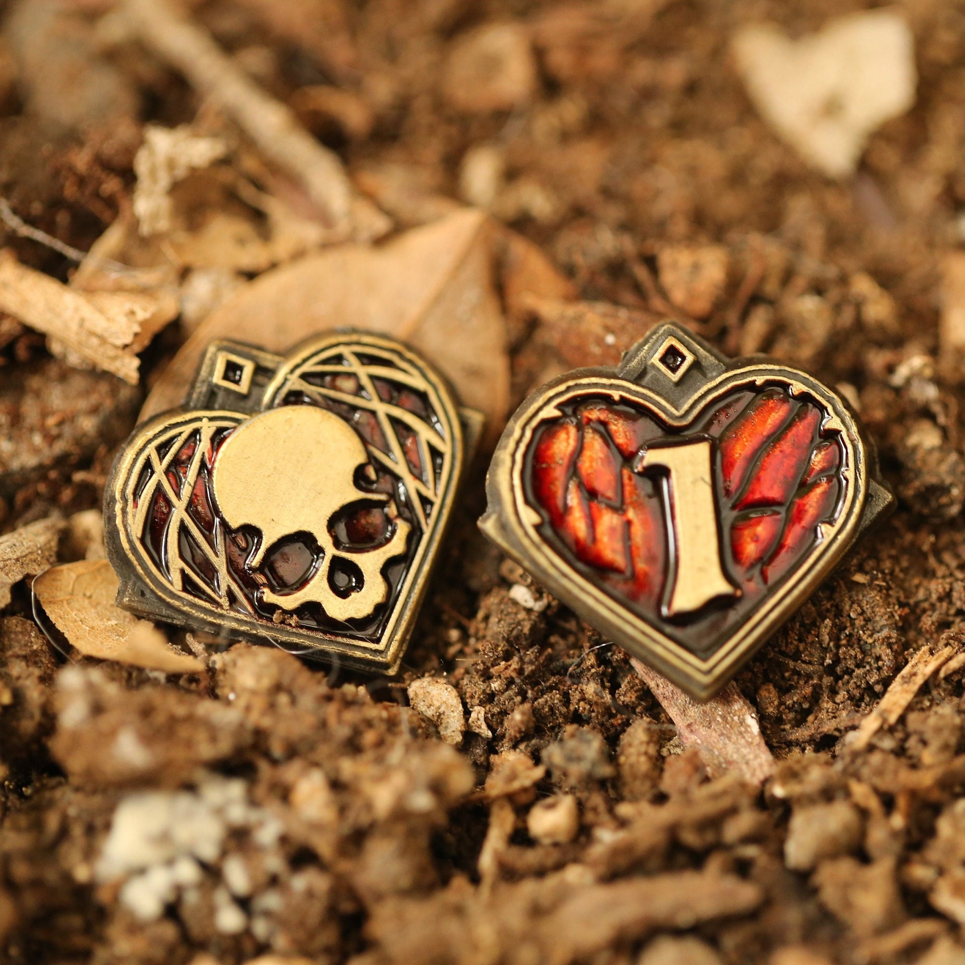 10x 1s, 3s, 5s Health Upgrade Metal Tokens for Board Game, Wound Counter, Damage, Blood (double-sided, metal, 20mm in diameter)