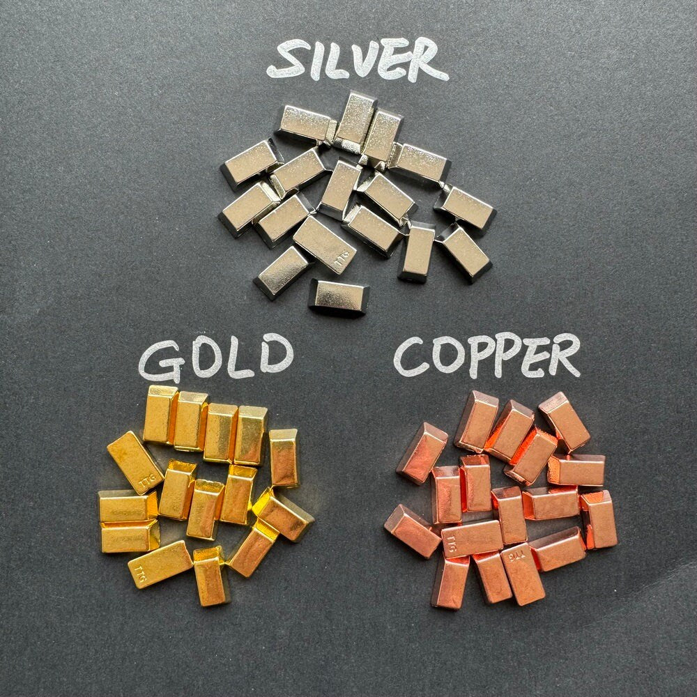 40x Metal Ingot, GoldBar Shape for Board Game D&D Resource Tokens, Copper Silver color, Miniature Components