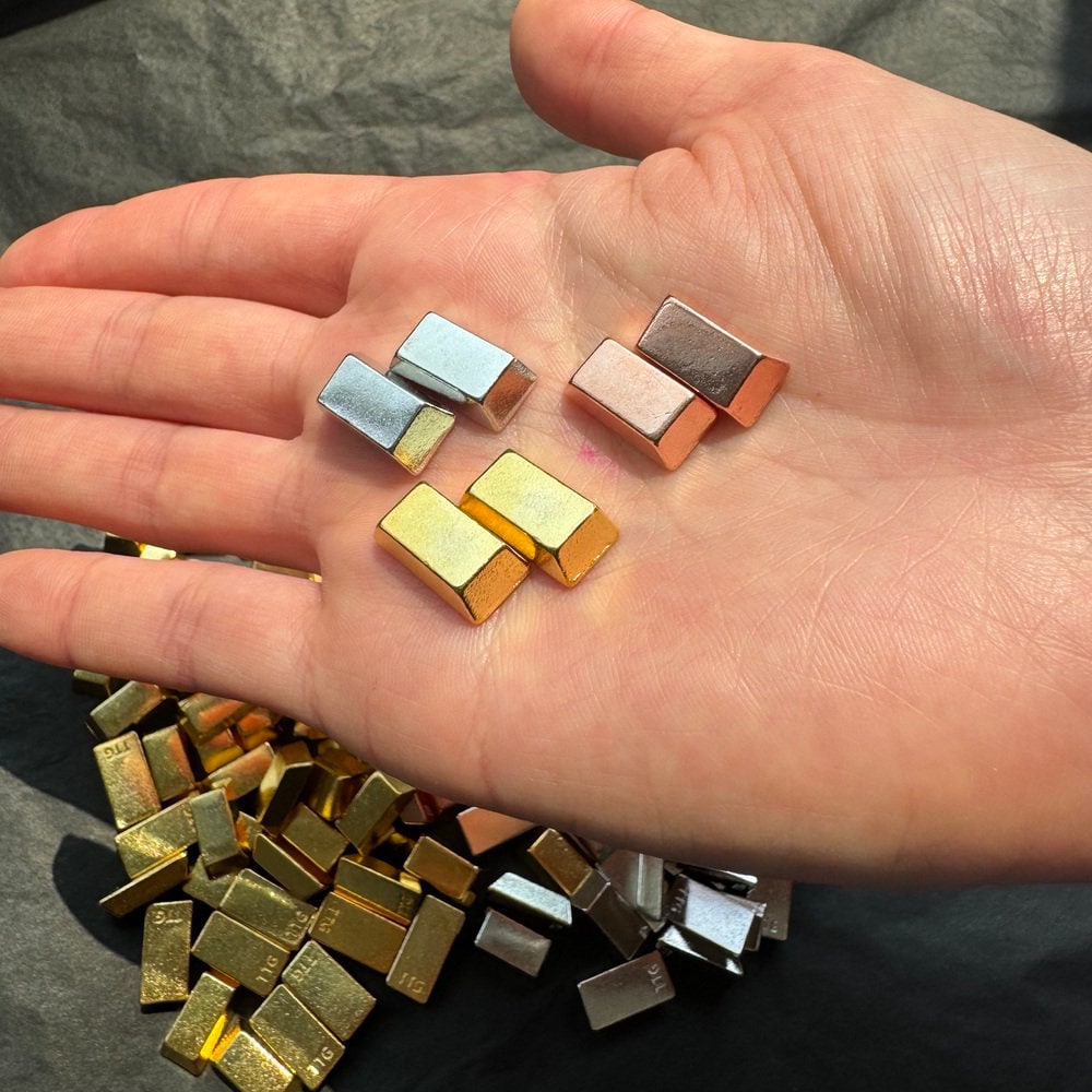 40x Metal Ingot, GoldBar Shape for Board Game D&D Resource Tokens, Copper Silver color, Miniature Components