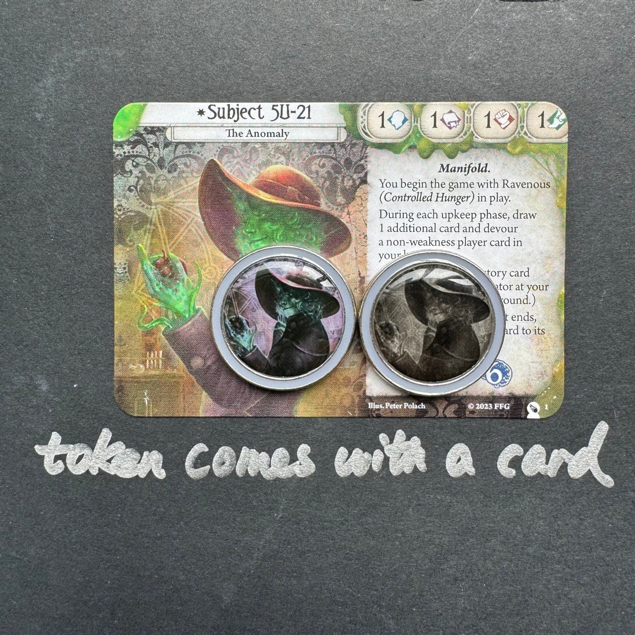 Arkham Horror Standalone Novella and Print & Play Investigators, Circle Undone Neutral, Barkham Horror, Metal Upgrade Tokens (double-sized)