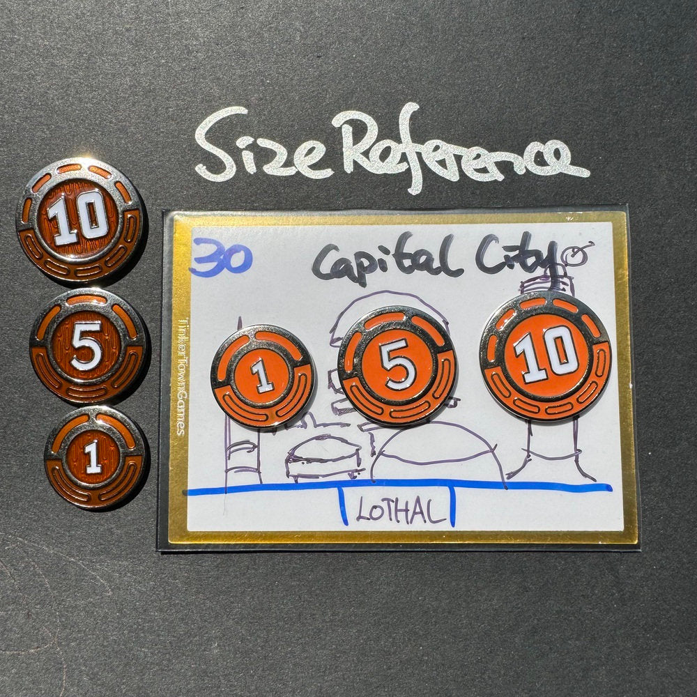 Generic Metal Coins Board Game Money - 1s, 5s, 10s, Double-sided