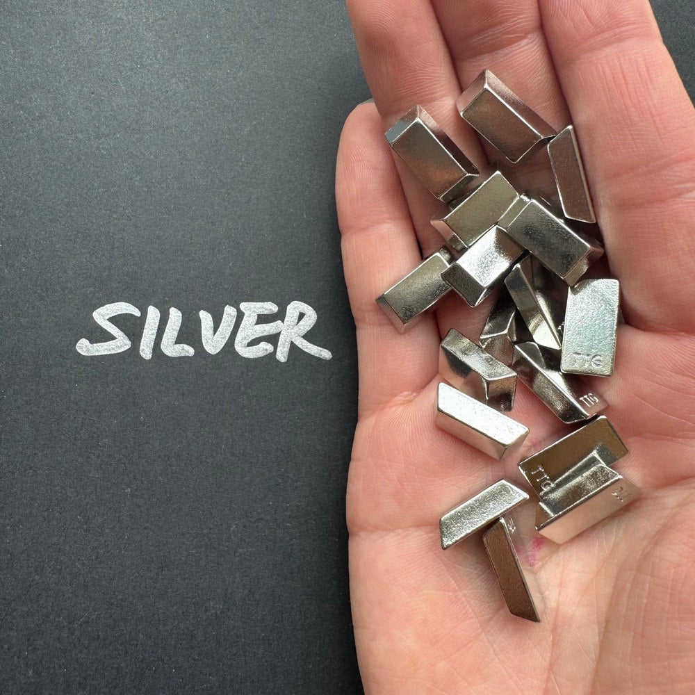 40x Metal Ingot, GoldBar Shape for Board Game D&D Resource Tokens, Copper Silver color, Miniature Components