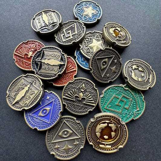 18 Class Action Turn Tracker Tokens for Arkham Horror LCG (metal, 25mm in diameter)