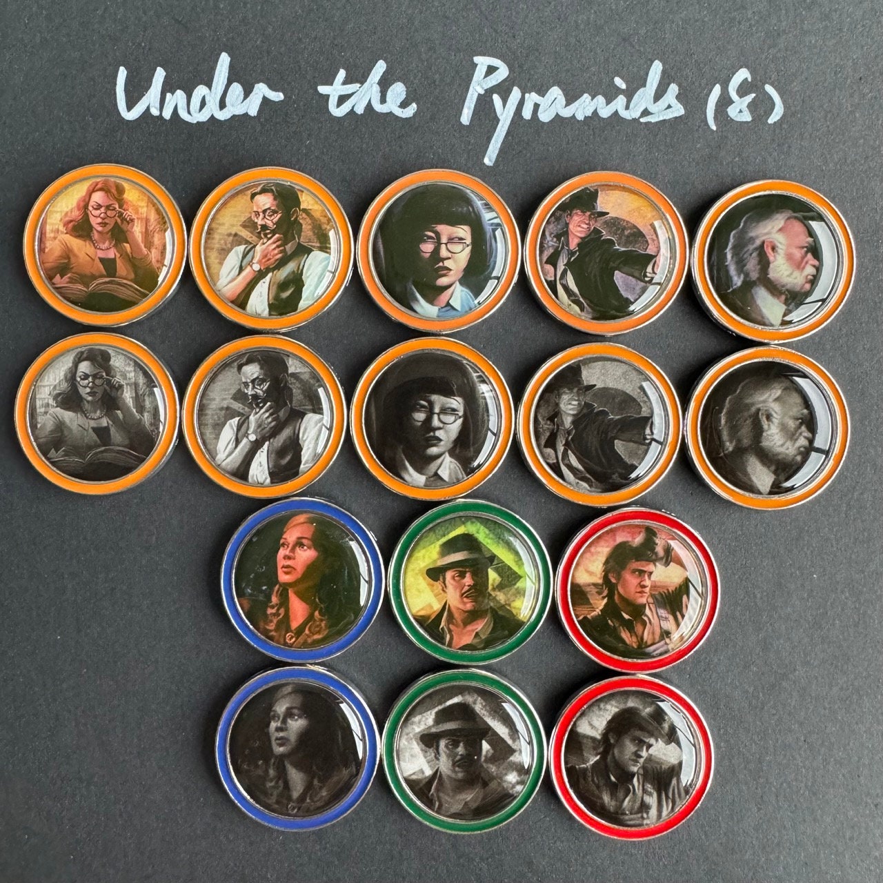 55 Eldrich Horror Investigators, Double Sided Metal Upgrade Tokens