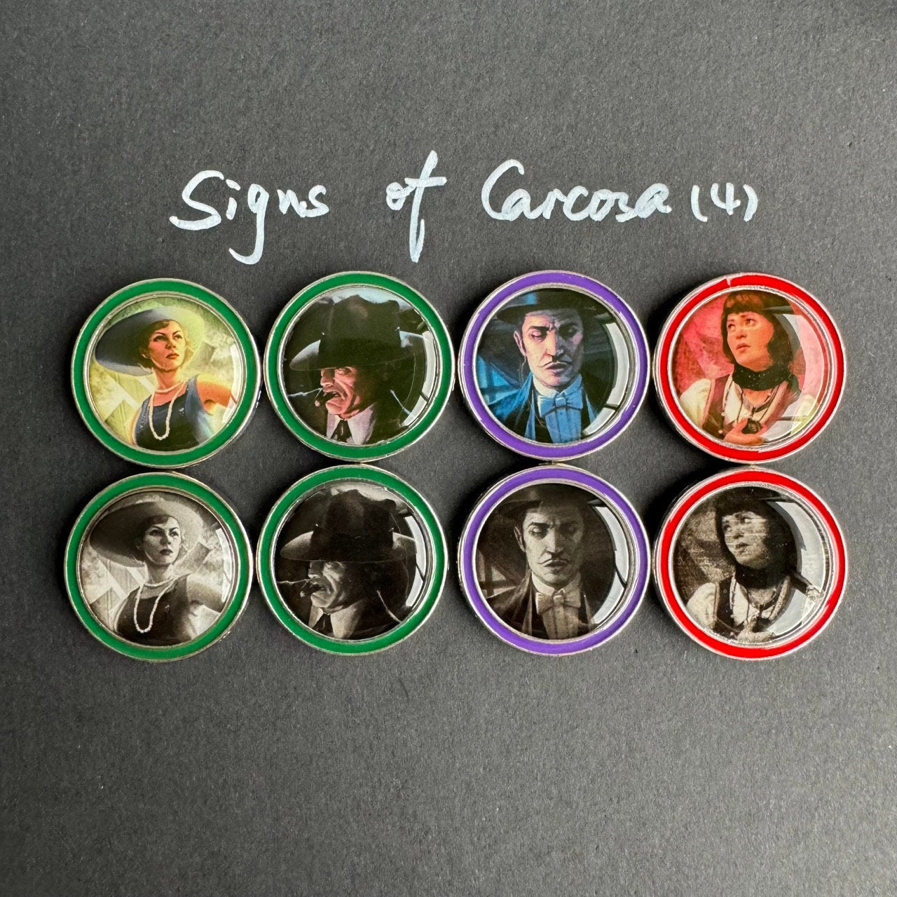 55 Eldrich Horror Investigators, Double Sided Metal Upgrade Tokens