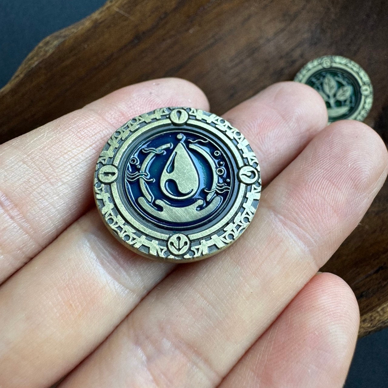 10x Seasons Energy and Library Tokens, Board Game Metal Token Upgrade, Air, Fire, Earth, Water (Double-sided)