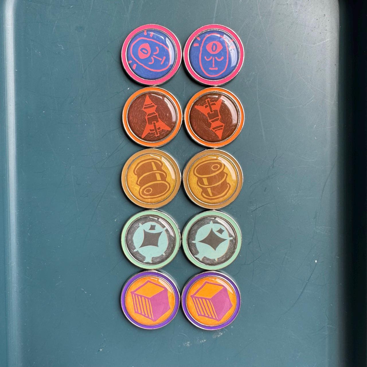 25x ARCS Resource Tokens, Cities and Starports Tokens for Base Game and Expansion, Board Games Metal Upgrade (double-sided)