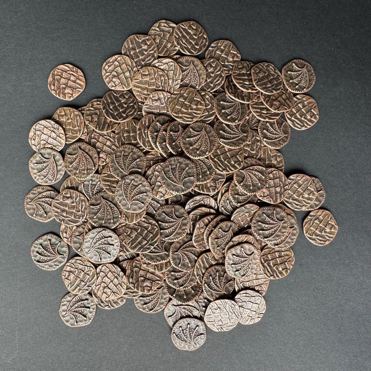 40x Dragon Coins in 3 different colors, Metal Token Upgrade for Board Game, Gold, Silver, Bronze, Double-sided