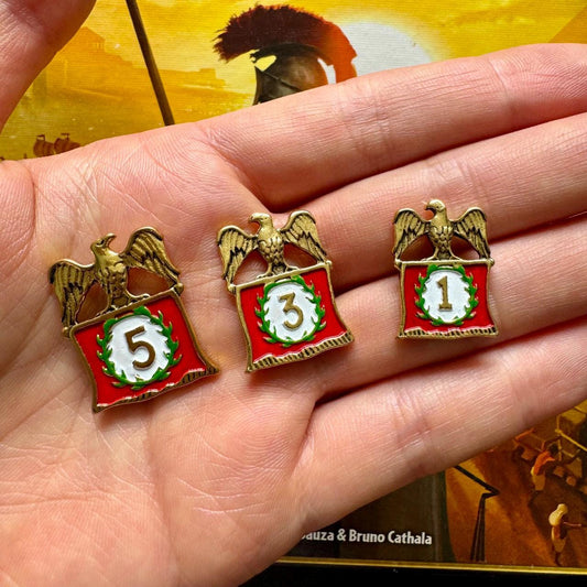 24x 7 Wonders Military Victory Counter 1 3 5, Hand Painted, Golden Plating, Board Game Metal Token Upgrade, Double-sided
