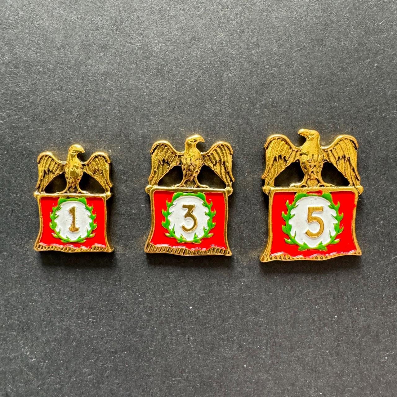 24x 7 Wonders Military Victory Counter 1 3 5, Hand Painted, Golden Plating, Board Game Metal Token Upgrade, Double-sided