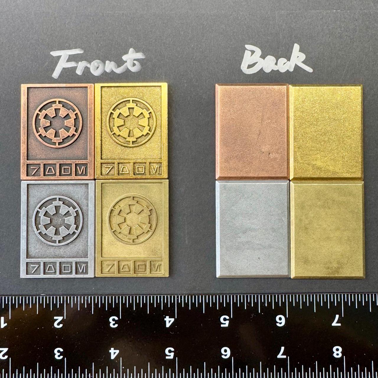 12x Metal Star Wars Imperial Credits Props, Credits for Sabacc, 4 Colour Variations, 2.7mm thickness