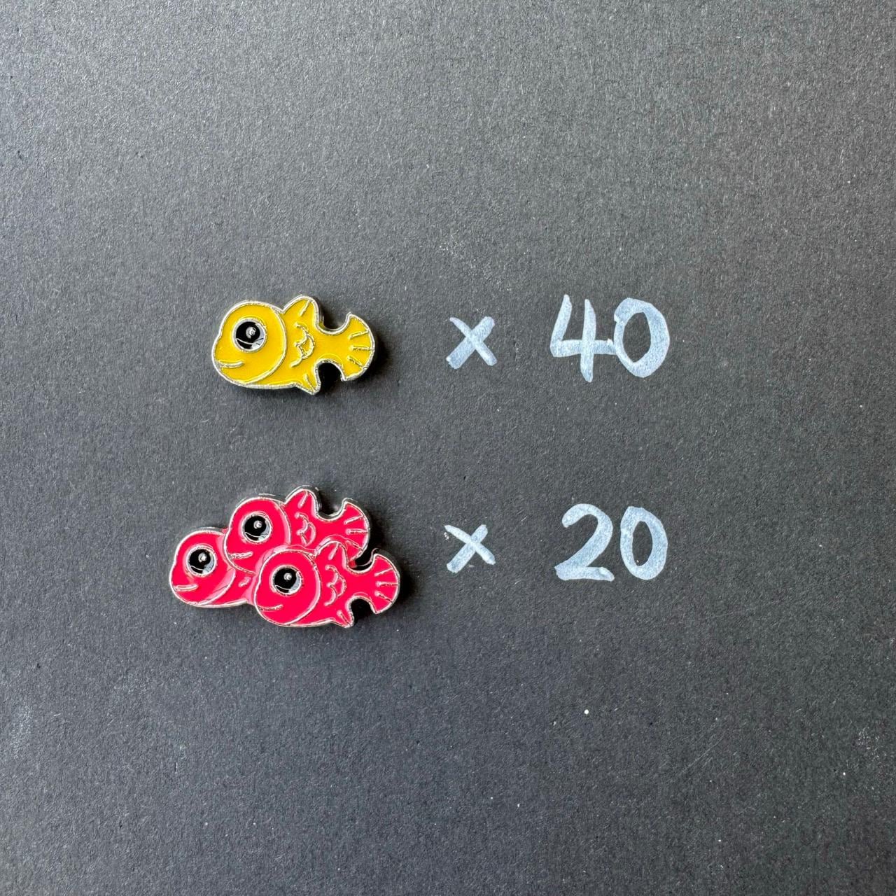 60x Metal Upgrade Finspan Tokens, Young Fish, School of Fishes, Board Game Token