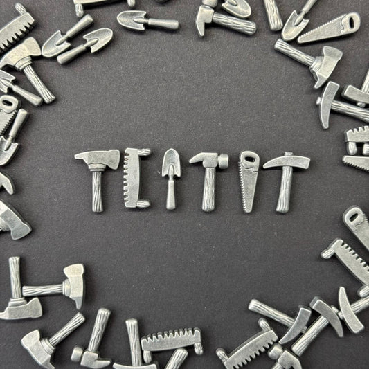 24x Metal Tokens for Board Game Upgrade - Gardening Tools, Miniature Components (Double Sided), Windmill Valley