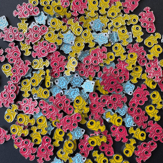 40x Metal Token for Board Game Upgrade - Fish, Miniature Components (Double Sided) ,Finspan