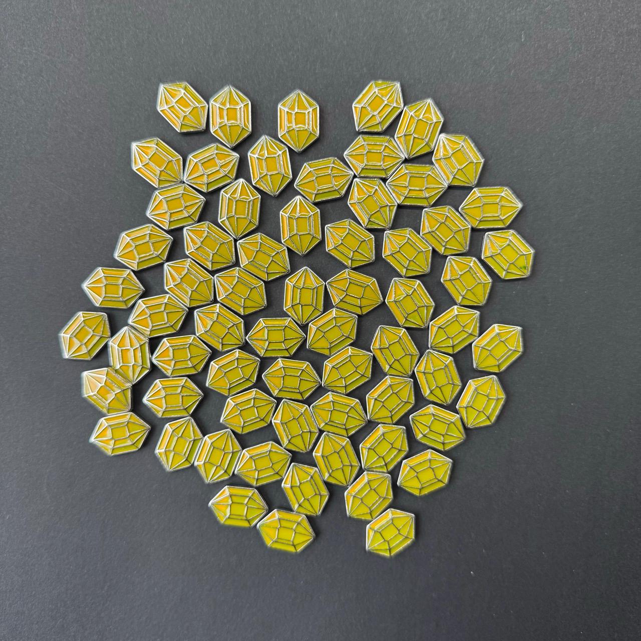 40x Purple Crystals for Board Game Token Upgrade, Miniature Components (Metal, Double Sided)