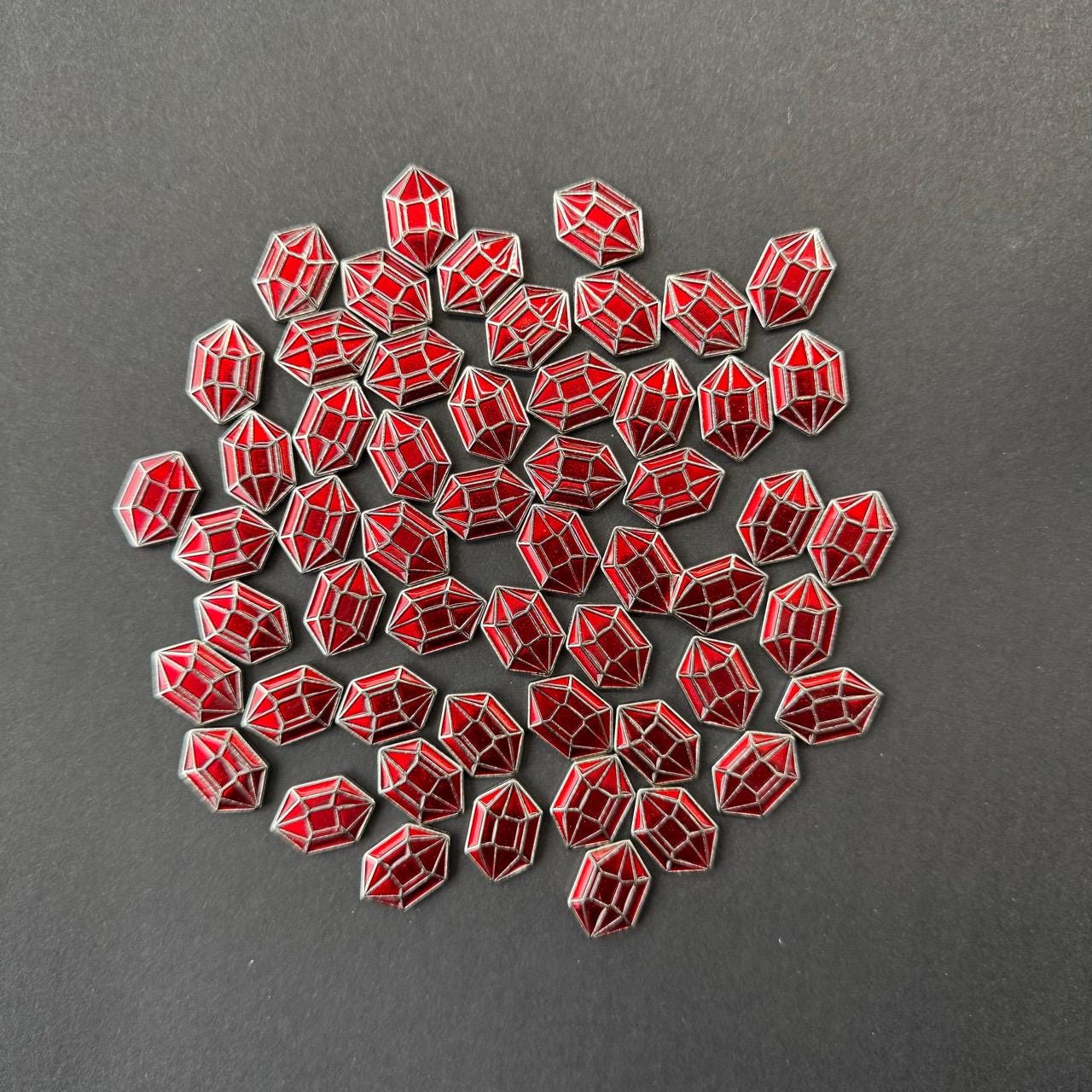 40x Purple Crystals for Board Game Token Upgrade, Miniature Components (Metal, Double Sided)