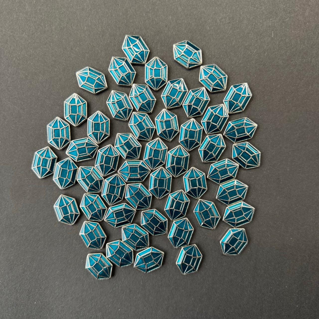 40x Purple Crystals for Board Game Token Upgrade, Miniature Components (Metal, Double Sided)