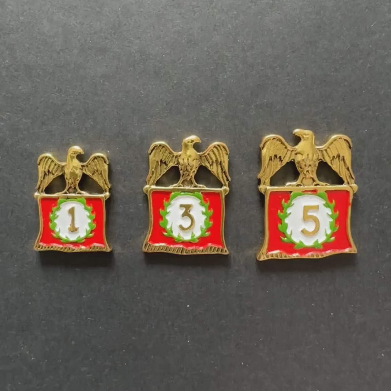 24x 7 Wonders Military Victory Counter 1 3 5, Hand Painted, Golden Plating, Board Game Metal Token Upgrade, Double-sided