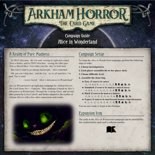 Alice in Wonderland - Scenario Pack (Arkham Horror Fan Made Custom Scenario) -  449Pcs - Rulebook Available in Digital Format