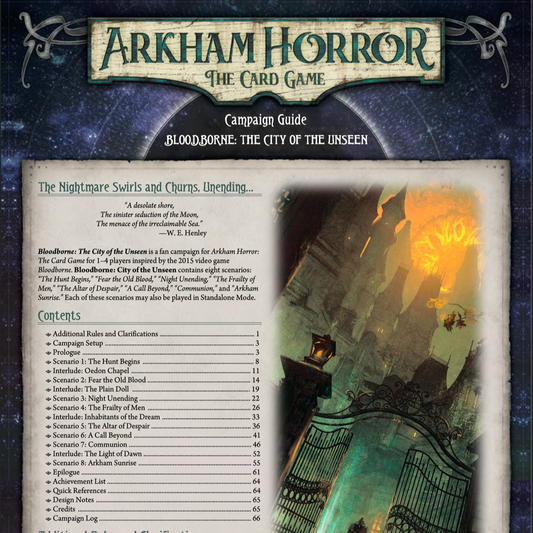 Bloodborne: City of the Unseen - Scenario Pack (Arkham Horror Fan Made Custom Scenario) -  606Pcs - Rulebook Available in Digital Format - Insight Tokens Available