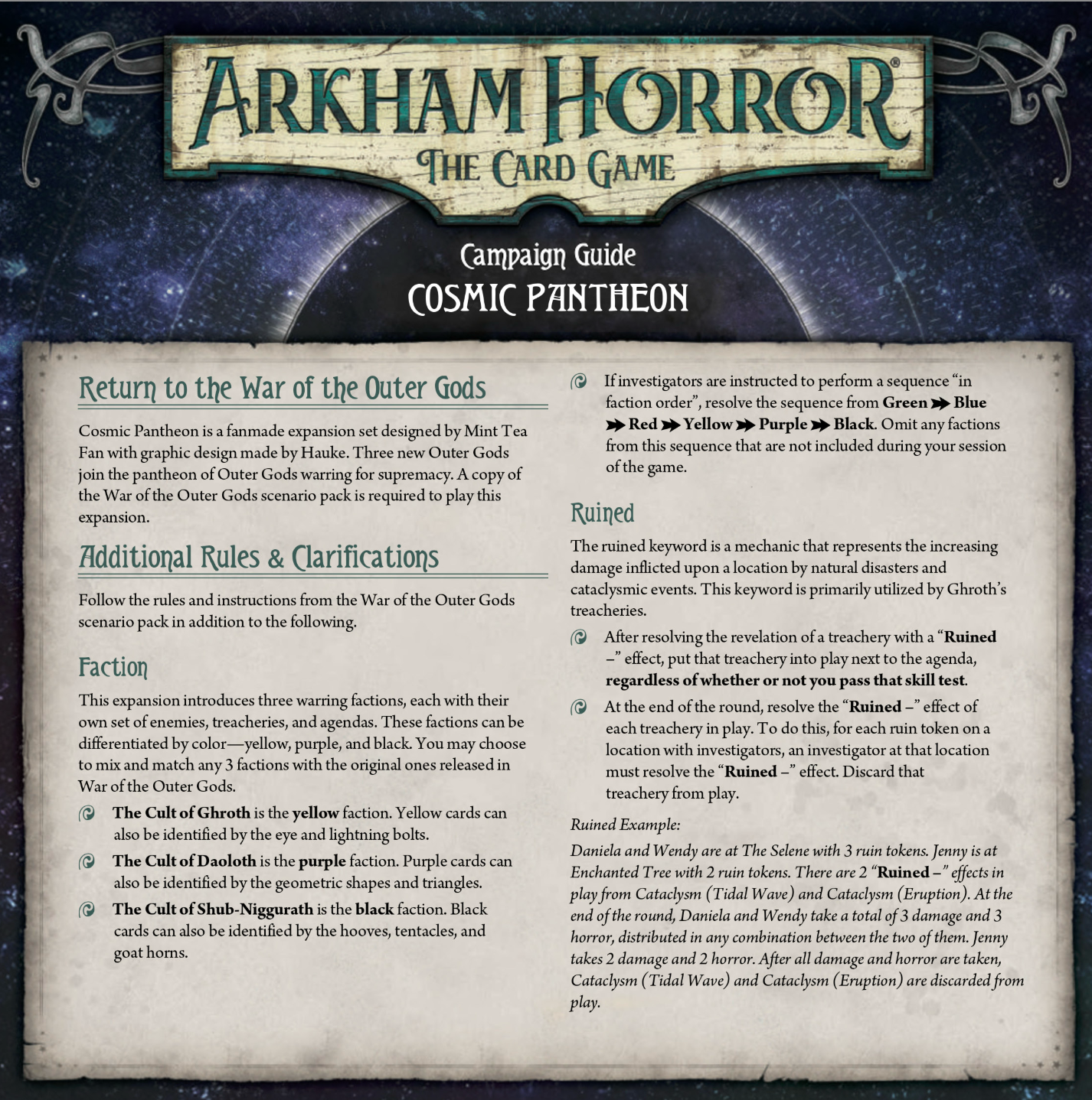 Cosmic Pantheon - Standalone Scenario (Arkham Horror Fan Made Custom Scenario) - 75Pcs