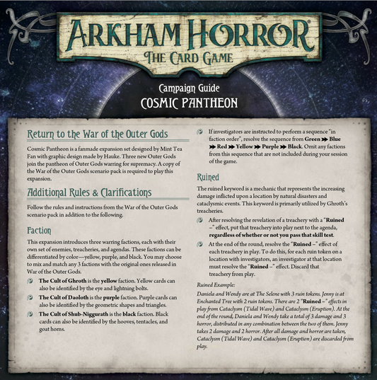 Cosmic Pantheon - Standalone Scenario (Arkham Horror Fan Made Custom Scenario) - 75Pcs