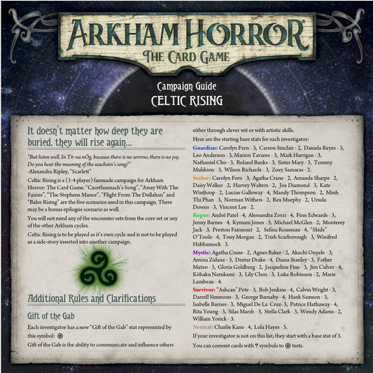 Celtic Rising - Scenario Pack (Arkham Horror Fan Made Custom Campaign) - 435Pcs - Rulebook Available in Digital Format