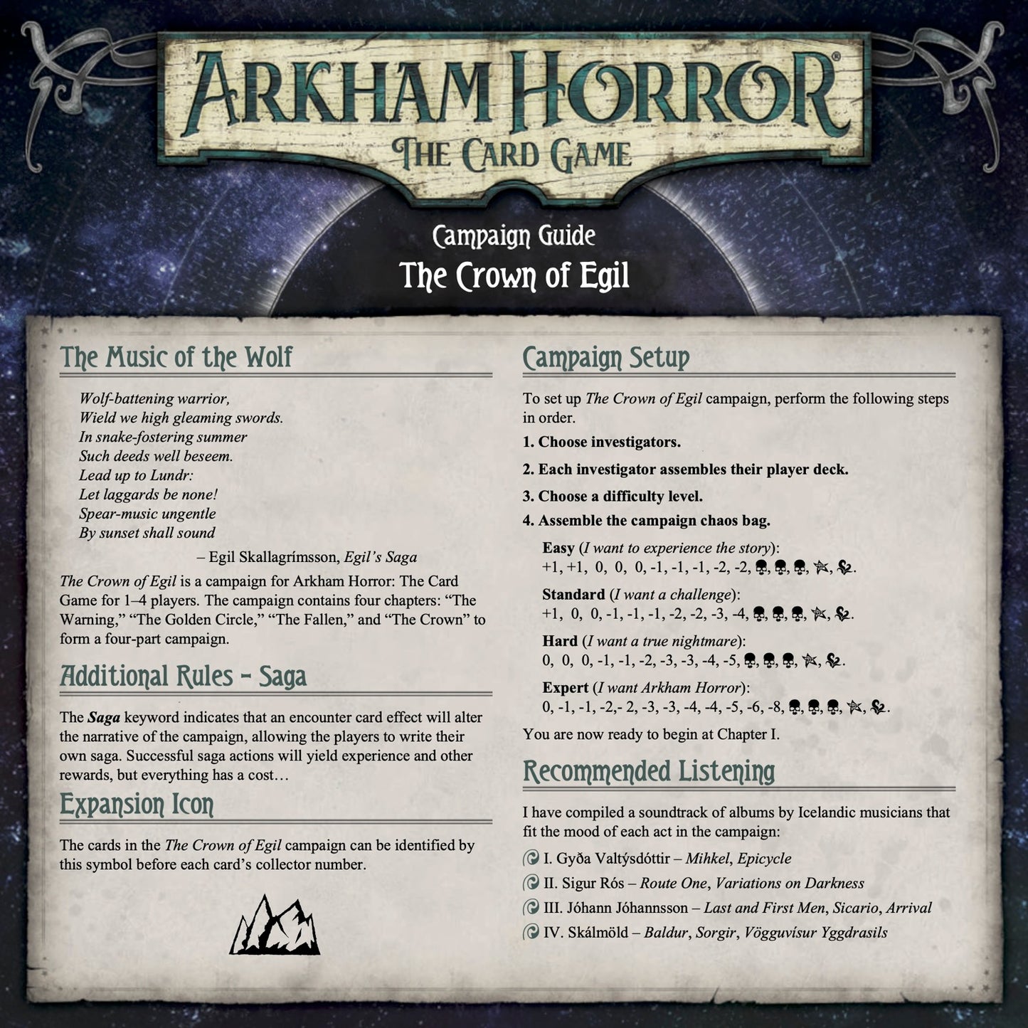 The Crown of Egil - Scenario Pack (Arkham Horror Fan Made Custom Scenario) -  176Pcs - Rulebook Available in Digital Format