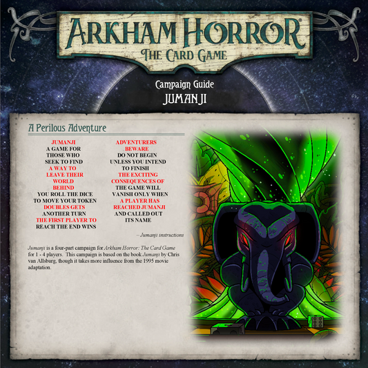 Jumanji - Scenario Pack (Arkham Horror Fan Made Custom Mini Campaign) - 236Pcs - Rulebook Available in Digital Format