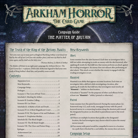 The Matter of Britain - Scenario Pack (Arkham Horror Fan Made Custom Scenario) -  529Pcs - Rulebook Available in Digital Format