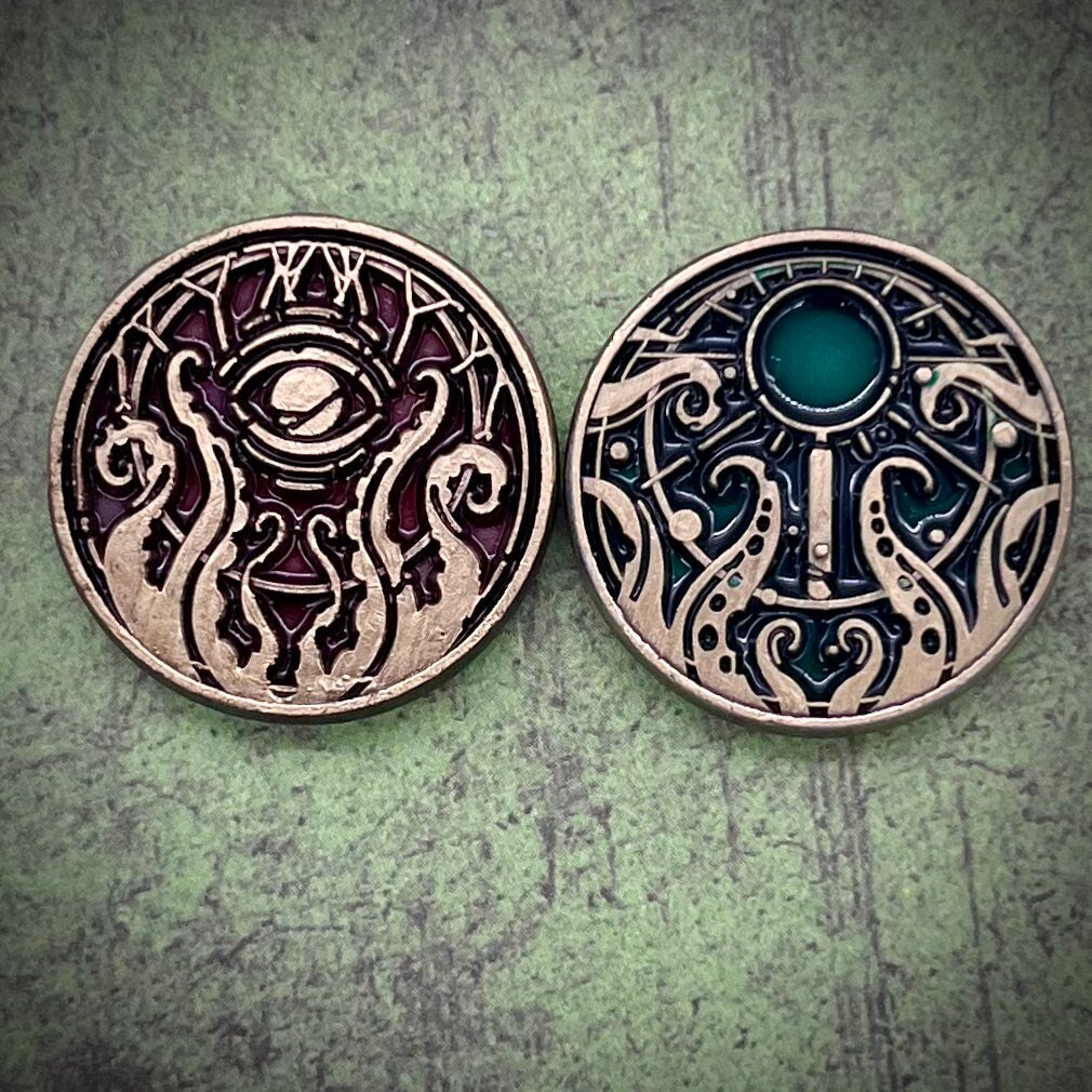 Sanity Health Resource Clue/Doom Upgrade Metal Tokens for Arkham Horror LCG (double-sided, metal, 20mm in diameter)