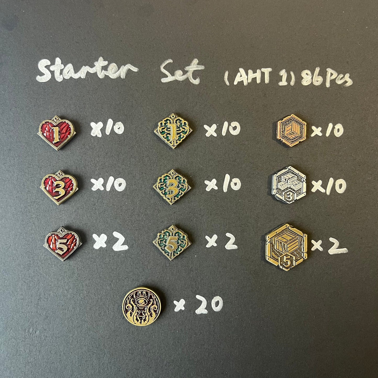 Health Sanity Resource Clue Doom Tokens Set for Arkham Horror LCG (double-sided, metal, 20mm in diameter)