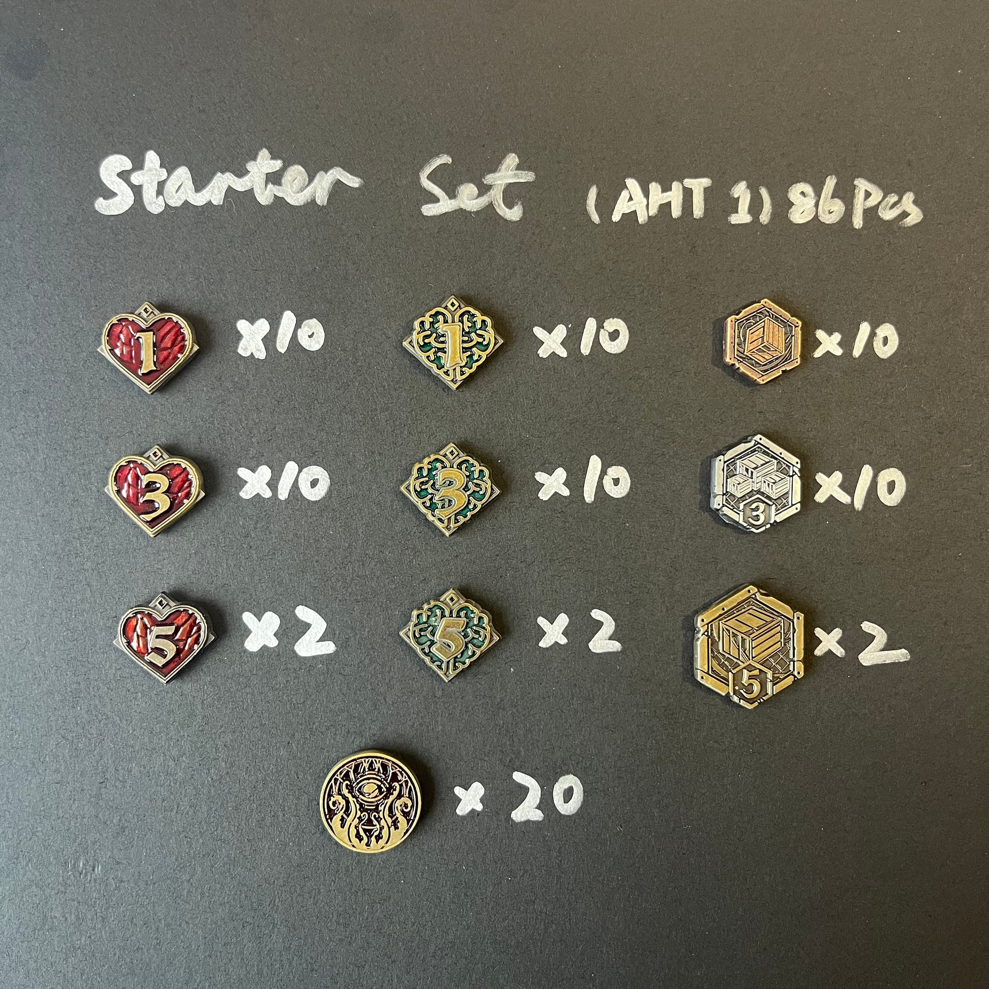 Health Sanity Resource Clue Doom Tokens Set for Arkham Horror LCG (double-sided, metal, 20mm in diameter)