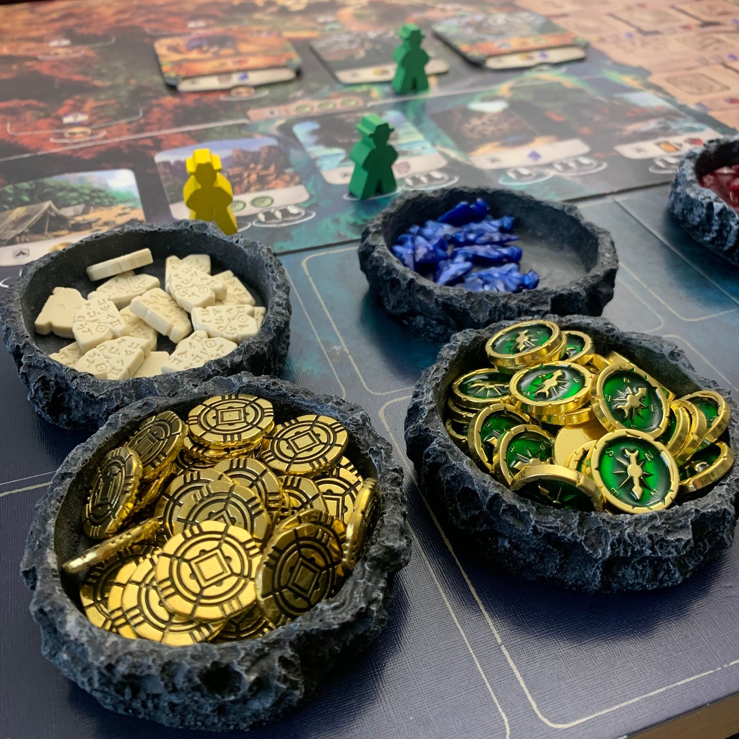 60 Metal Lost Ruins of Arnak Token Upgrade - Gold Coin and Compass, Expedition Map Token, Scythe Encounter Tokens