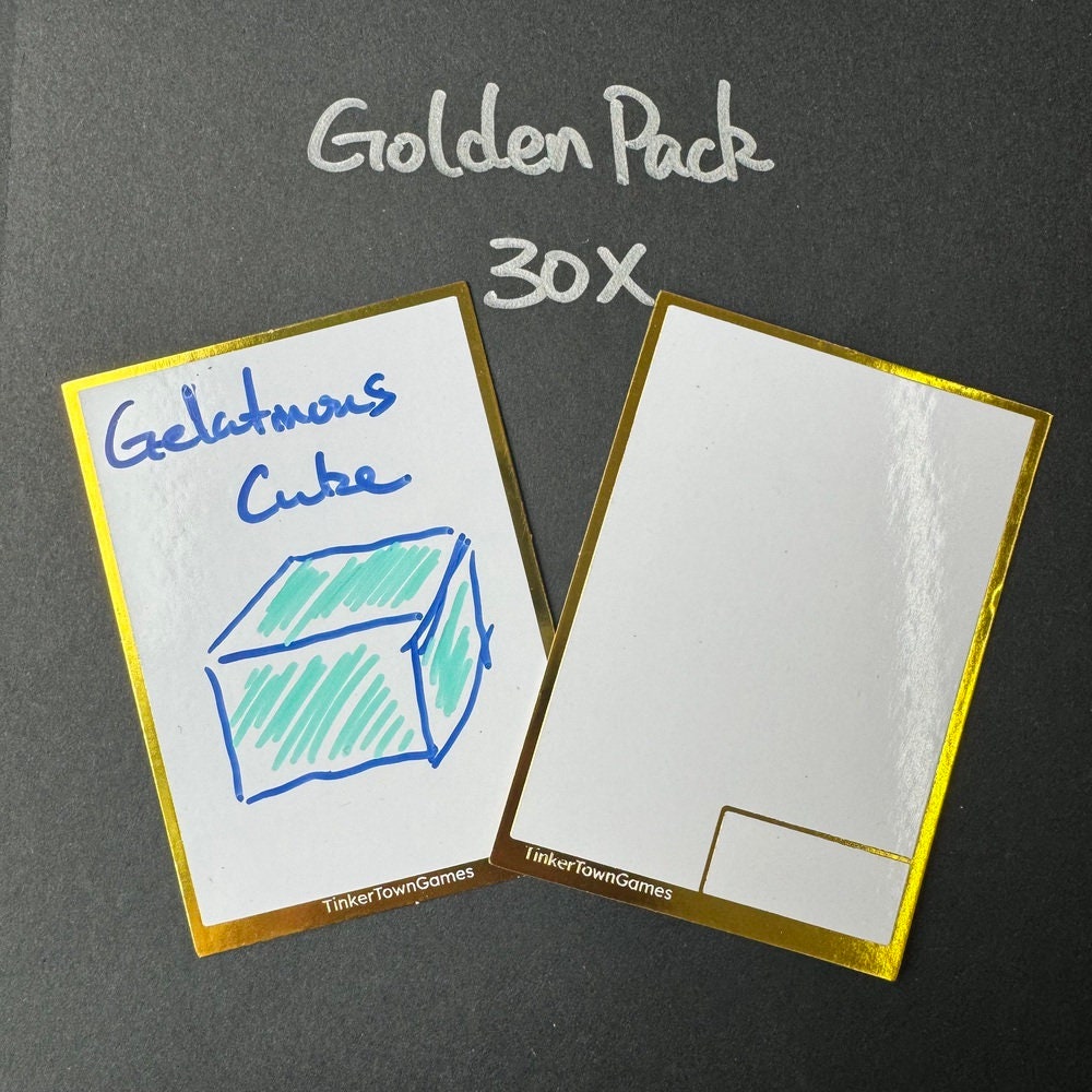 30x Dry Erase Token Cards, Black and Golden Frame Board Game Cards for RPGs, TCGs, MTG, Double Sided, Storage Box & Free Marker Included
