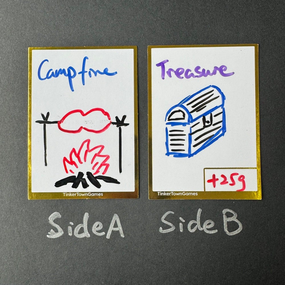 30x Dry Erase Token Cards, Black and Golden Frame Board Game Cards for RPGs, TCGs, MTG, Double Sided, Storage Box & Free Marker Included