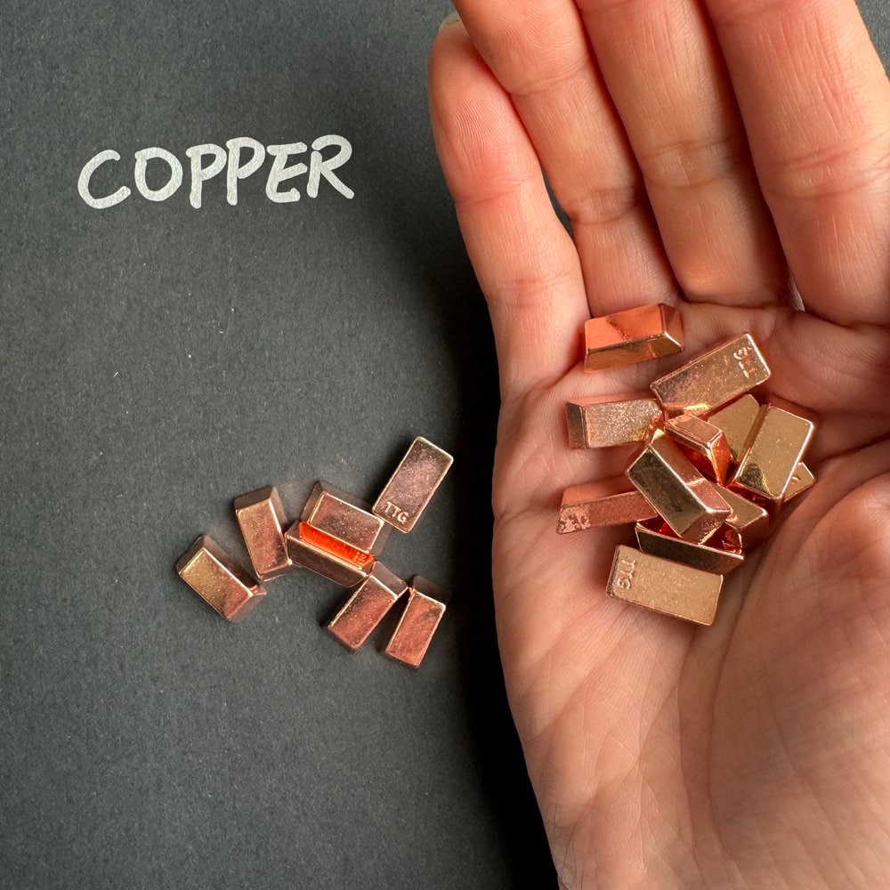 40x Metal Ingot, GoldBar Shape for Board Game D&D Resource Tokens, Copper Silver color, Miniature Components