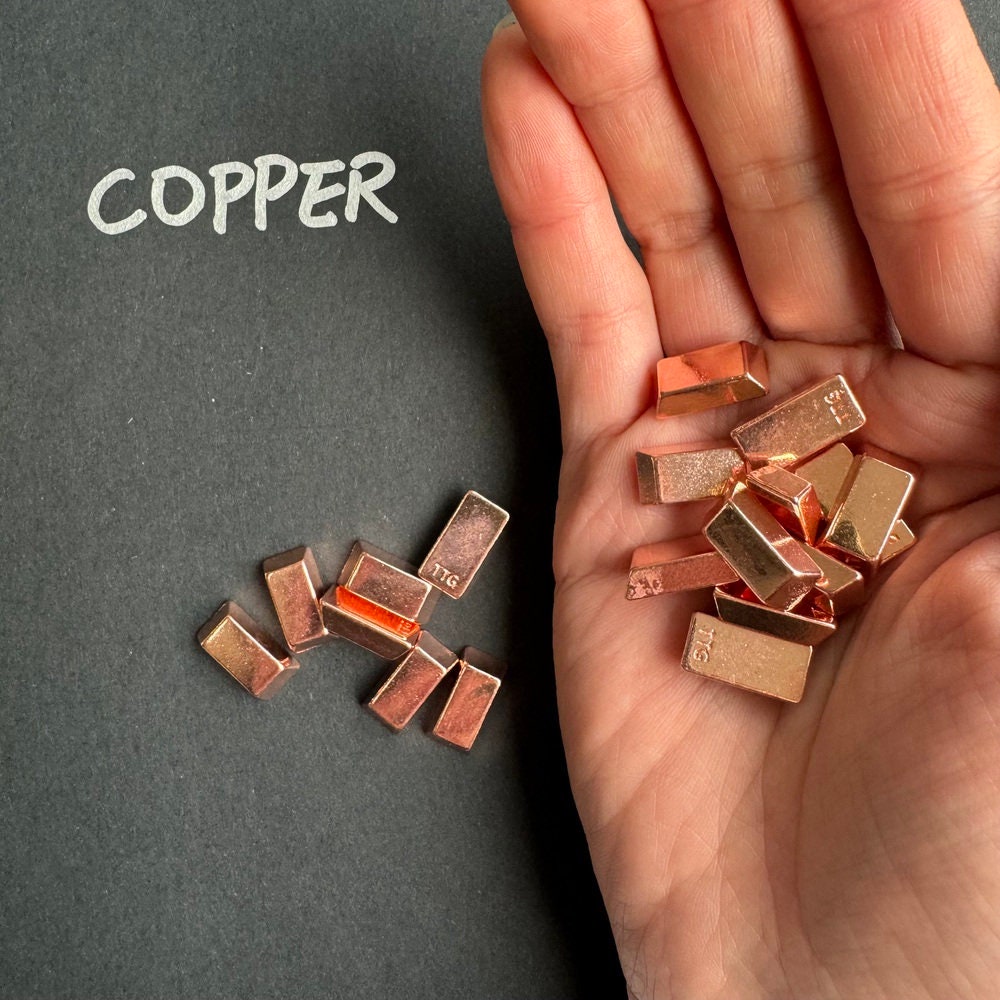40x Metal Ingot, GoldBar Shape for Board Game D&D Resource Tokens, Copper Silver color, Miniature Components, Two Sizes