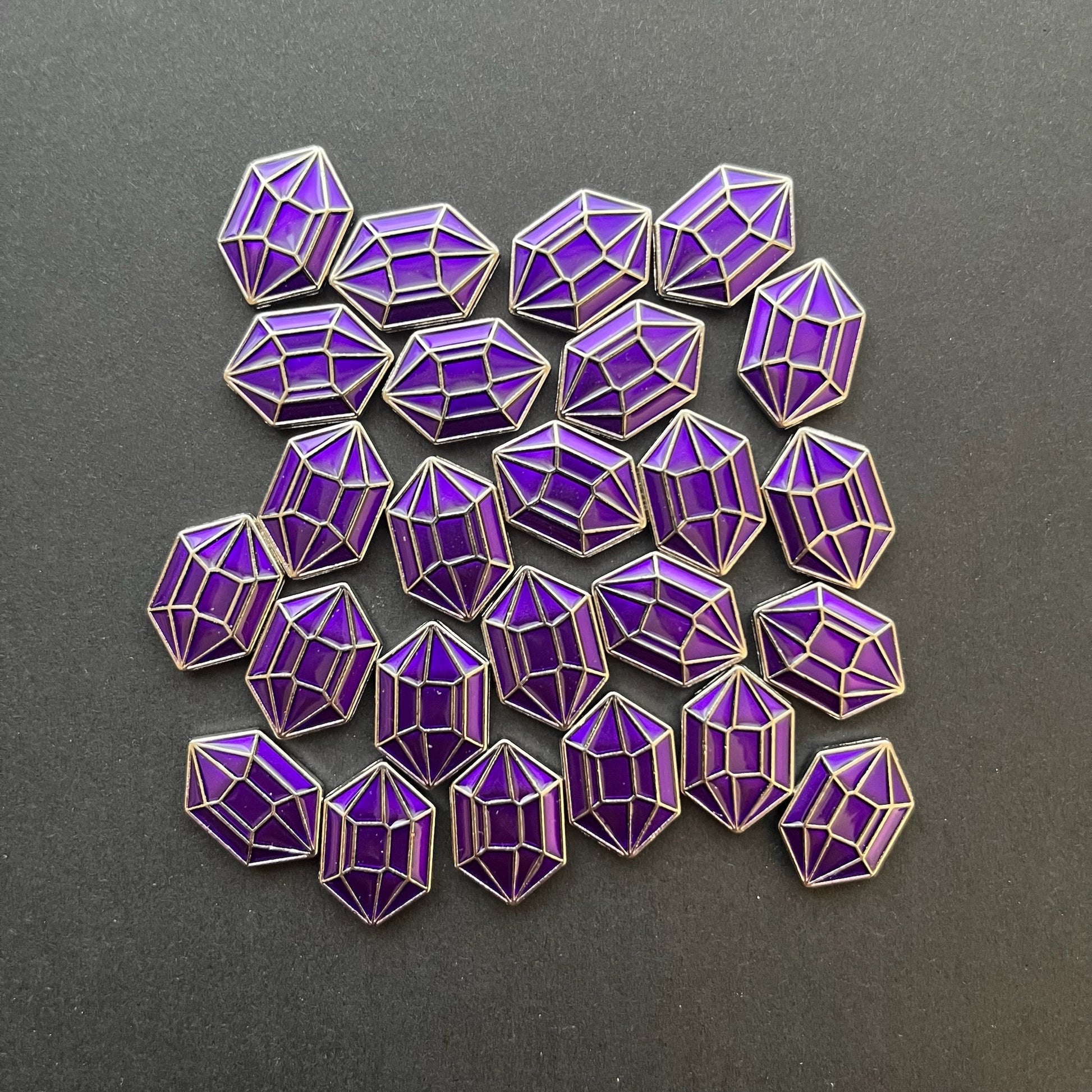 40x Purple Crystals for Board Game Token Upgrade, Miniature Components (Metal, Double Sided)
