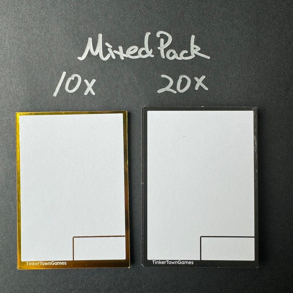 30x Dry Erase Token Cards, Black and Golden Frame Board Game Cards for RPGs, TCGs, MTG, Double Sided, Storage Box & Free Marker Included