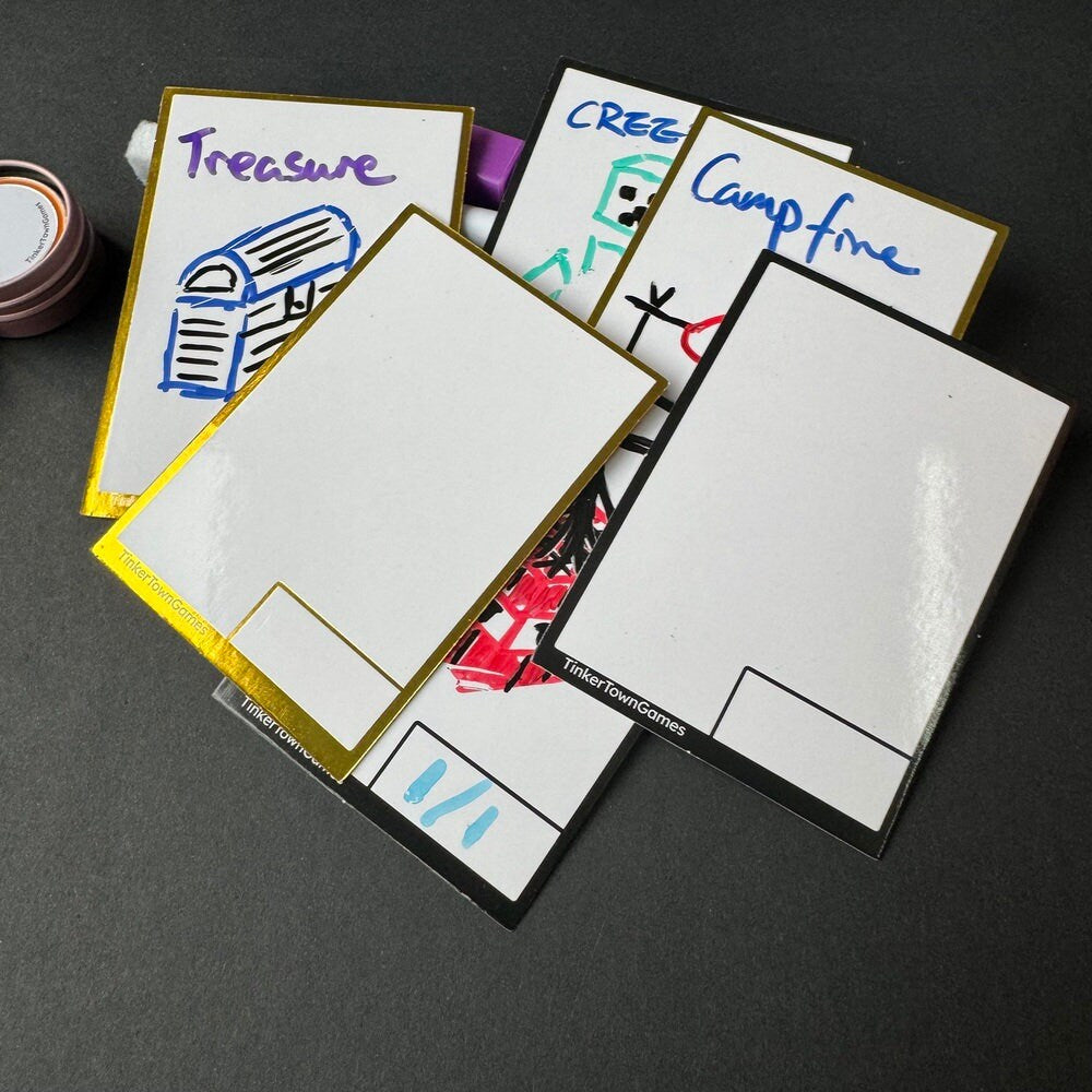 30x Dry Erase Token Cards, Black and Golden Frame Board Game Cards for RPGs, TCGs, MTG, Double Sided, Storage Box & Free Marker Included