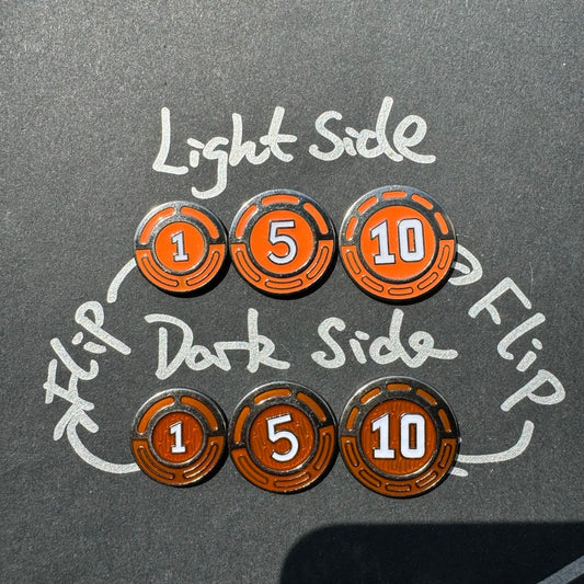Generic Metal Coins Board Game Money - 1s, 5s, 10s, Double-sided