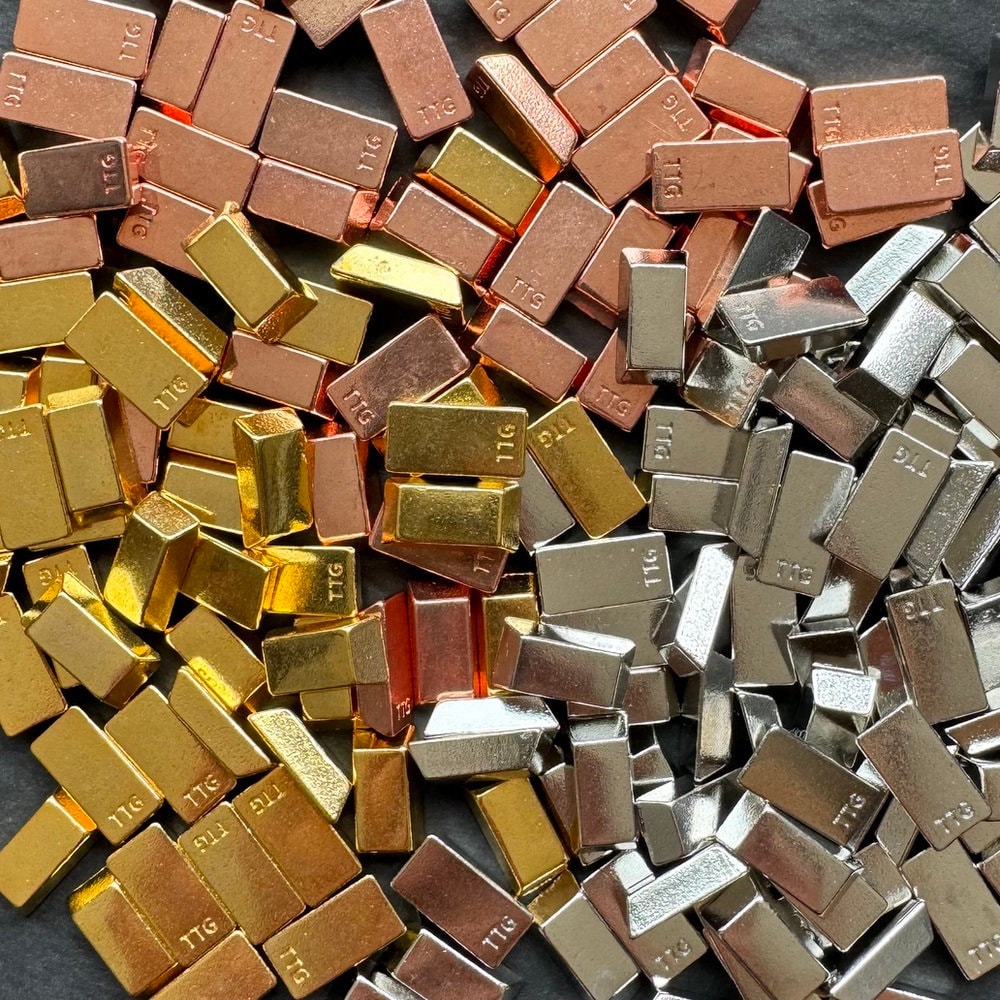 40x Metal Ingot, GoldBar Shape for Board Game D&D Resource Tokens, Copper Silver color, Miniature Components