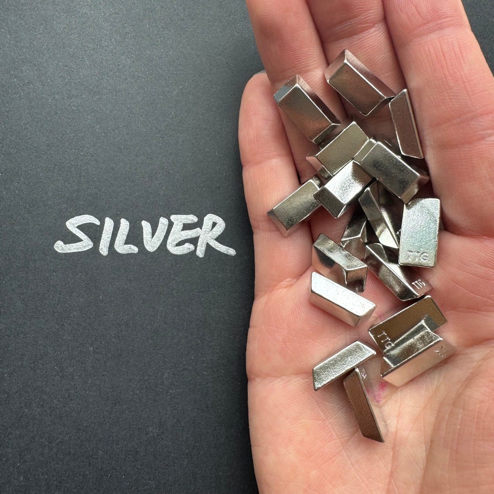 40x Metal Ingot, GoldBar Shape for Board Game D&D Resource Tokens, Copper Silver color, Miniature Components, Two Sizes