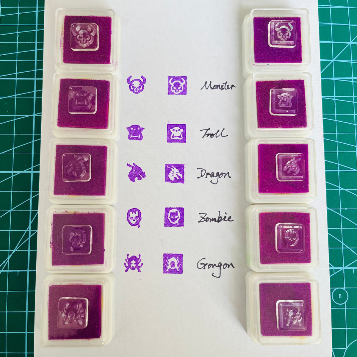 36 Stamps and 36 Ink Pads For Cartographers Board Game Stamp, 5 Unique Monsters Designs Included for Cartographers Heroes